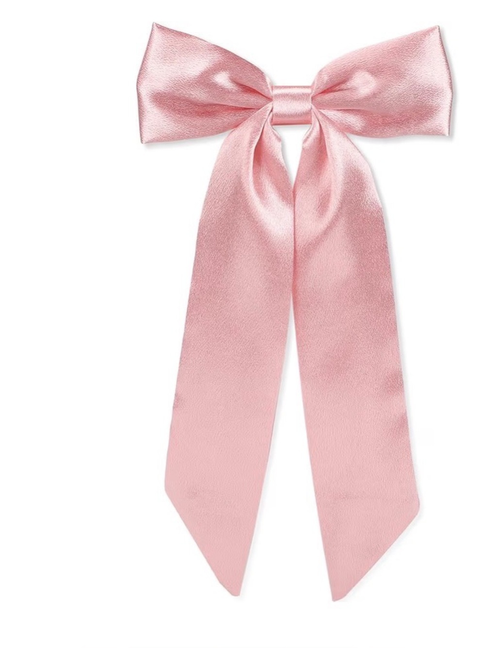 Pink Satin Hair Bow Clip - Women Accessories